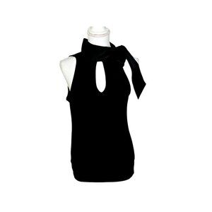 White House Black Market WHBM Key Hole Side Shoulder Tie Sleeveless Top Black Sm
